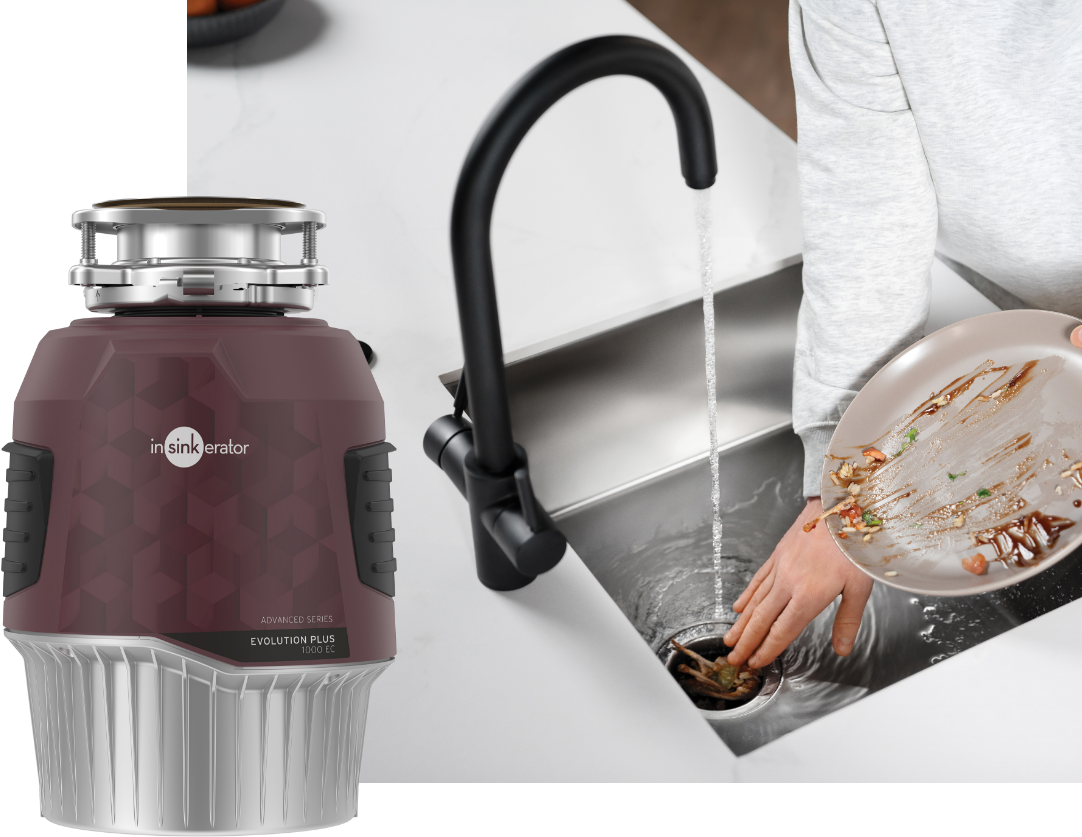InSinkErator Advanced Series Evolution Plus 1000EC overlayed on an example of it in use