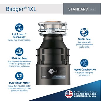 InSinkErator Badger 1XL Garbage Disposal, 1/3 HP InSinkErator Badger 1XL Garbage Disposal, 1/3 HP